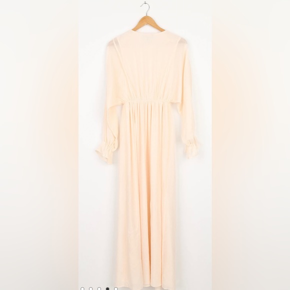 Heart's Whim Cream Surplice Long Sleeve Maxi Dress - Picture 7 of 8